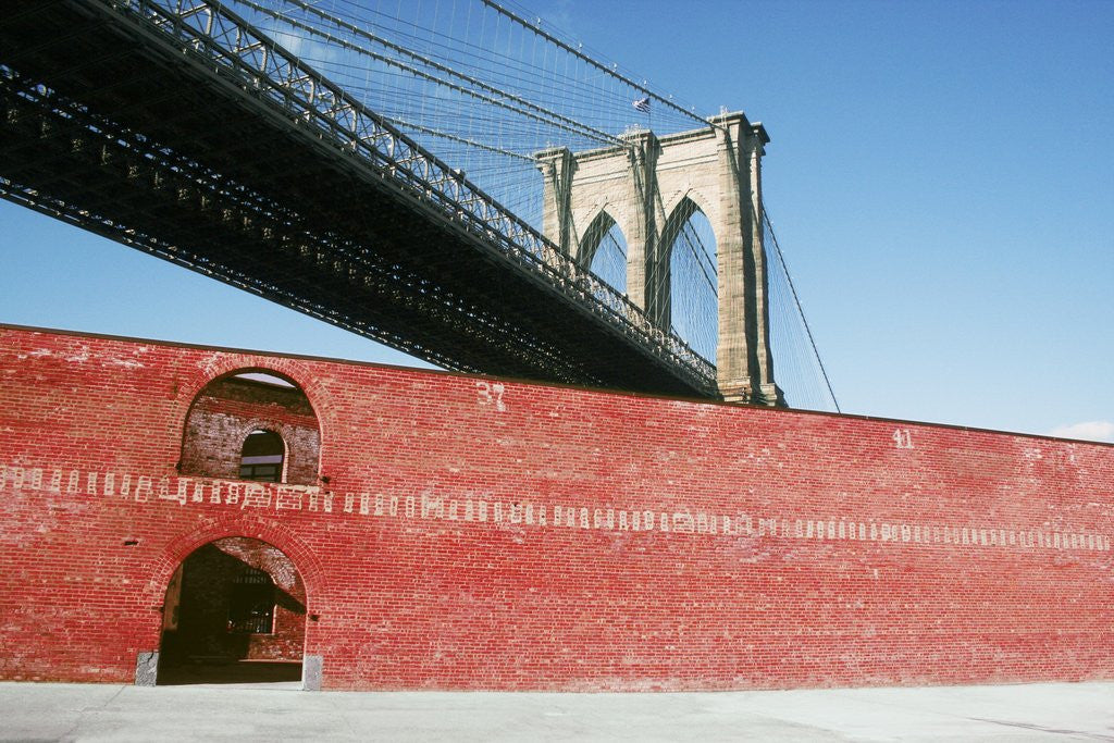 Detail of Brick Building under Brooklyn Bridge by Corbis