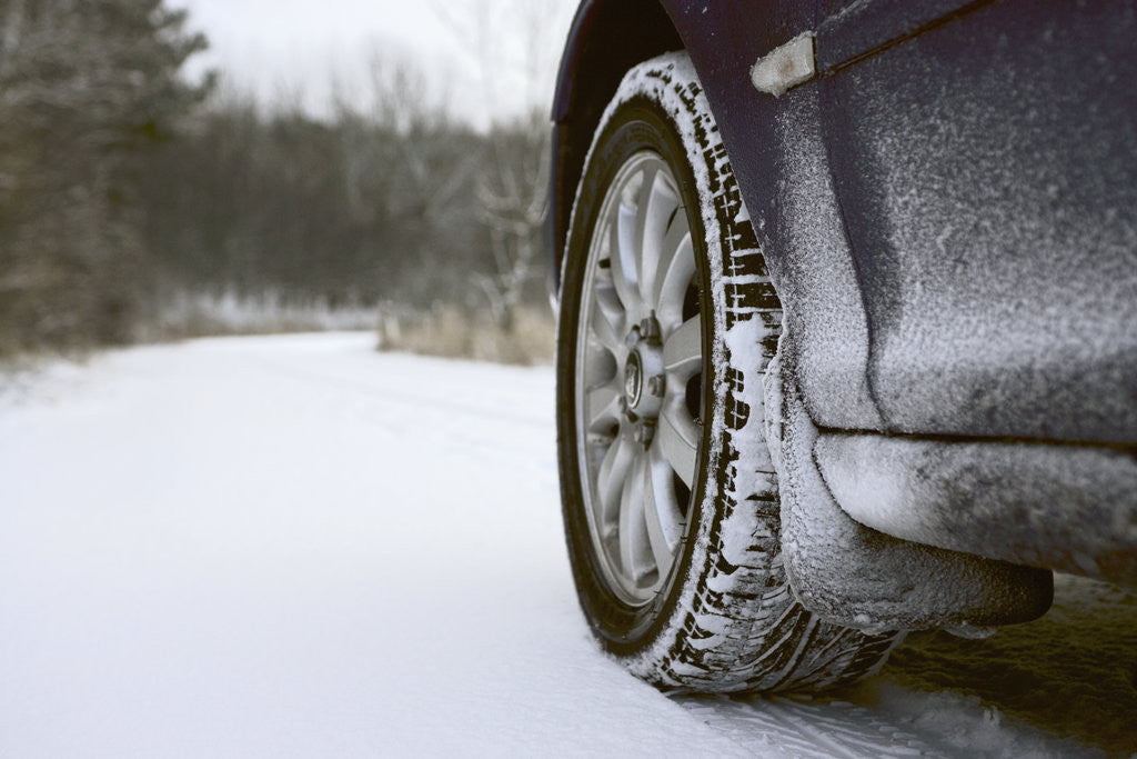 Detail of Car on Rural Road in Winter by Anonymous