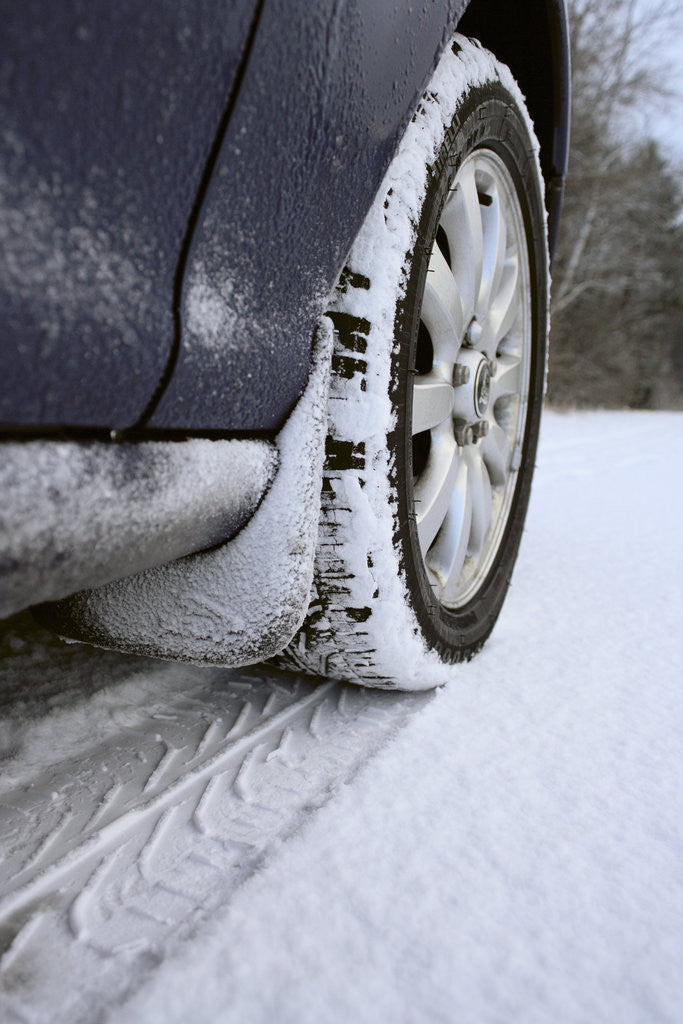 Detail of Car on Rural Road in Winter by Anonymous