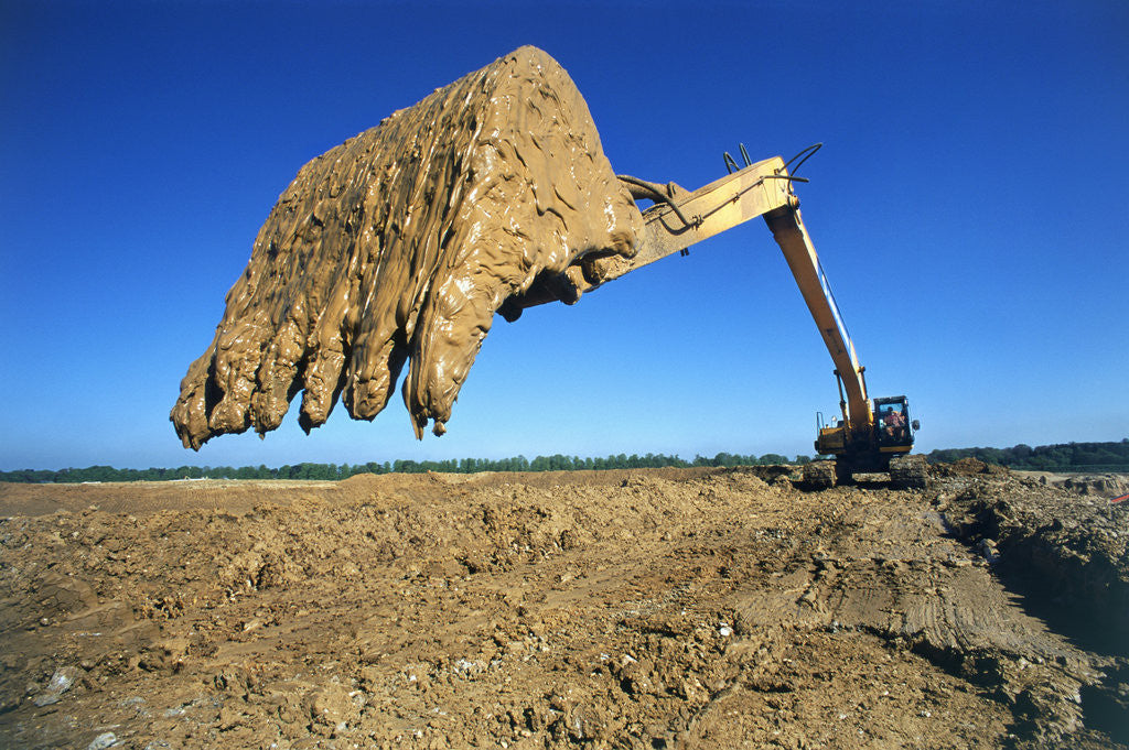 Detail of Backhoe Working in Muddy Field by Anonymous