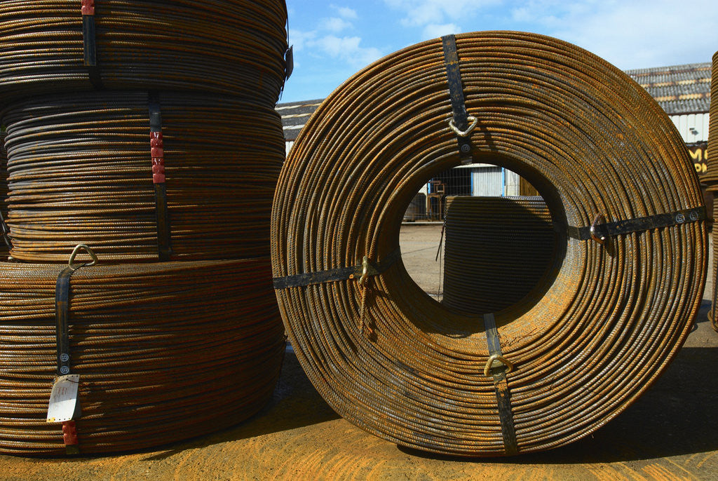 Detail of Coiled Steel Cable on Construction Site by Anonymous