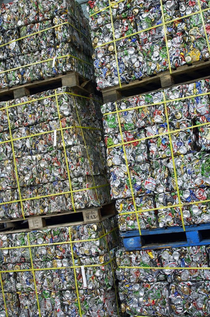 Detail of Bales of Crushed Aluminum Cans by Corbis