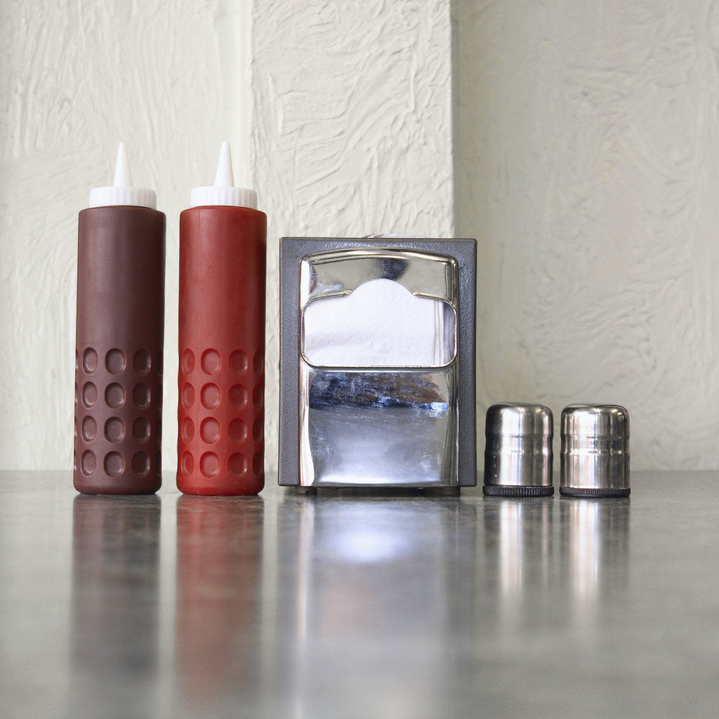 Detail of Condiments on Cafe Table by Anonymous