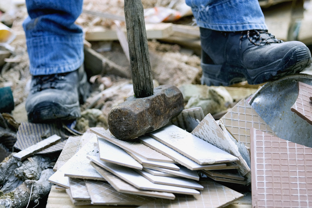 Detail of Construction Worker Using Sledgehammer by Anonymous
