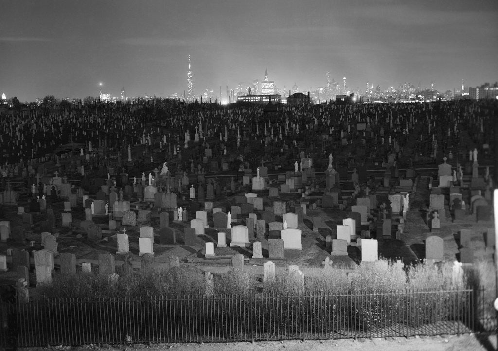 Detail of View of Manhattan Above Queens Cemetery by Anonymous