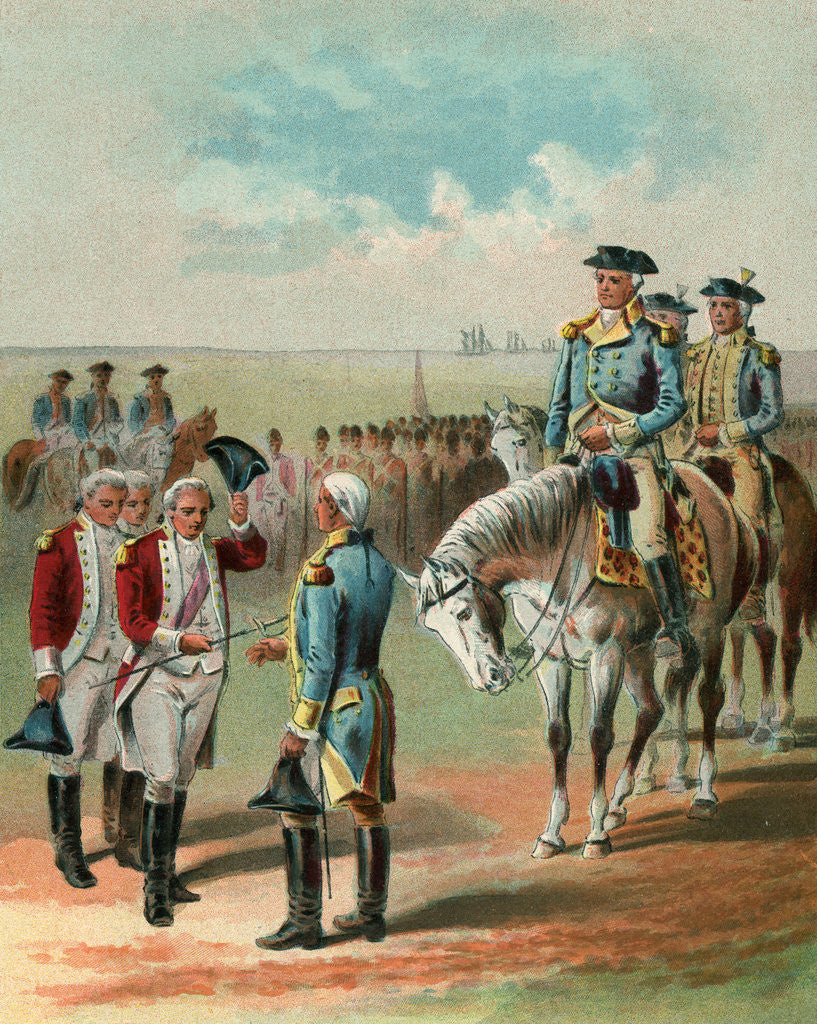 Detail of Illustration of the British Surrendering to George Washington at Yorktown by Corbis