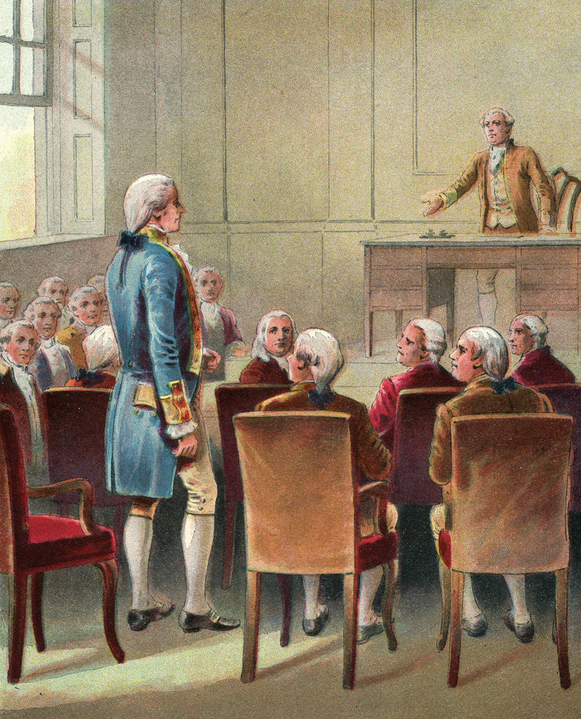 Detail of Illustration of George Washington Being Chosen as Commander in Chief by Corbis