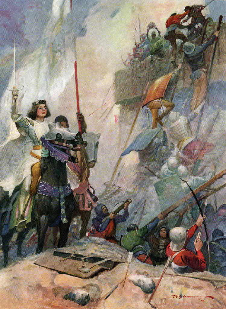 Detail of Illustration of Joan of Arc in Battle by Frank E. Schoonover