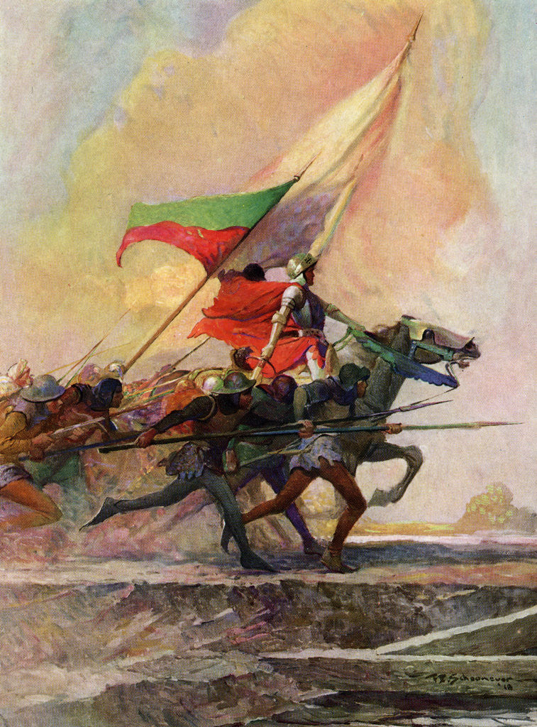Detail of Illustration of Joan of Arc Charging into Battle on Horseback by Frank E. Schoonover