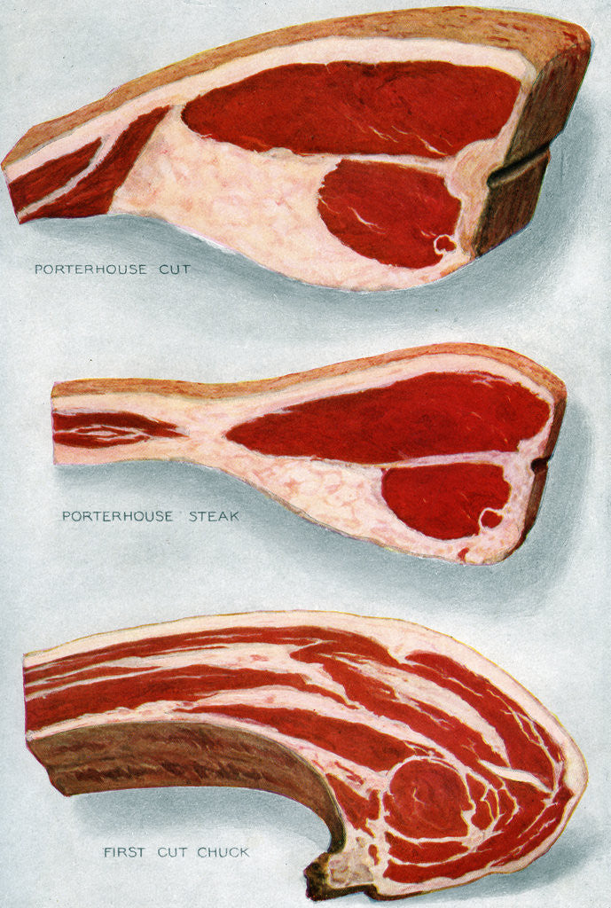 Detail of Illustration of Three Cuts of Beef by Anonymous