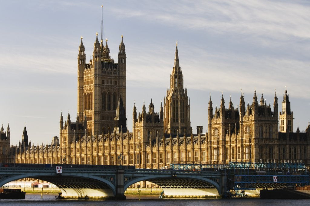 Detail of Houses of Parliament and Westminster Bridge by Corbis