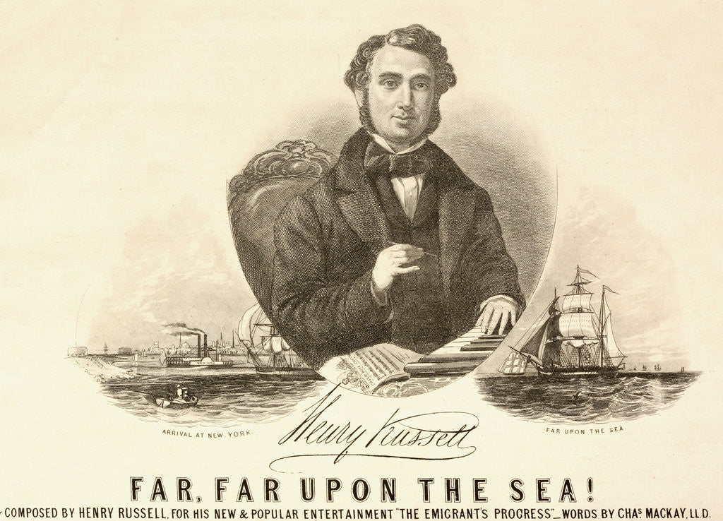 Detail of Illustration Advertising Composer Henry Russell in New York by Anonymous