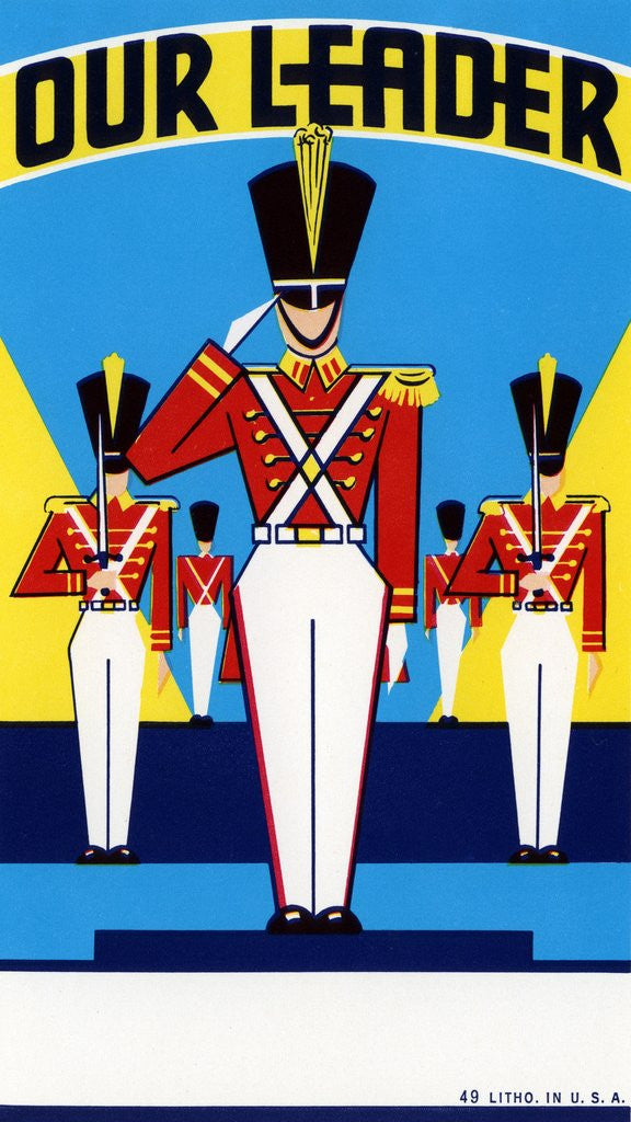 Detail of Label with Our Leader and Soldiers Saluting by Anonymous