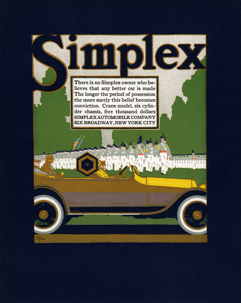 Detail of Advertisement for Simplex Automobiles by Louis Fancher