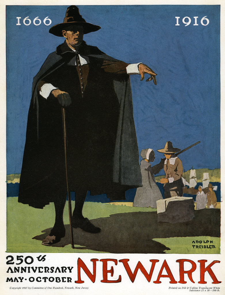 Detail of Poster for the 250th Anniversary of the City of Newark by Adolph Treidler
