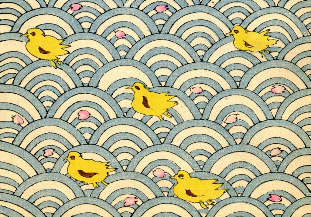 Detail of Illustration of Ducklings in a Stylized Waterscape by Anonymous