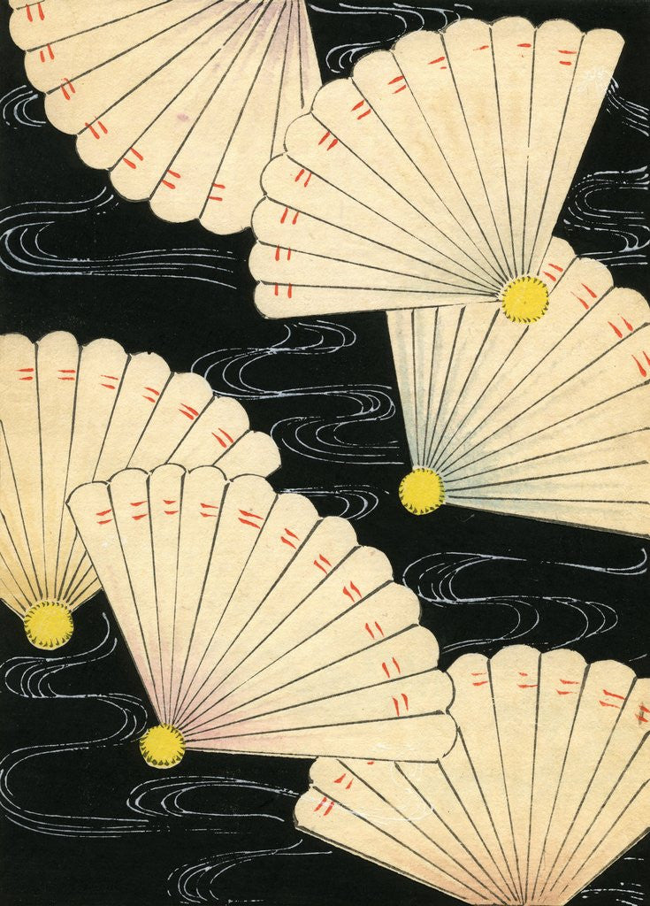 Detail of Illustration of White Fans on a Black Background by Anonymous