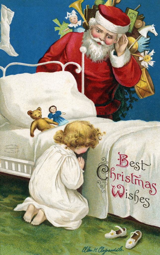 Detail of Best Christmas Wishes Postcard by Ellen H. Clapsaddle