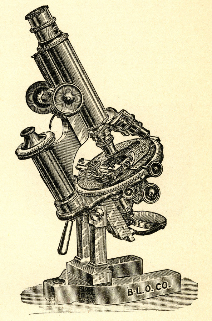 Compound Microscope Sticker Engraving of an Antique Compound Microscope posters & prints by Anonymous