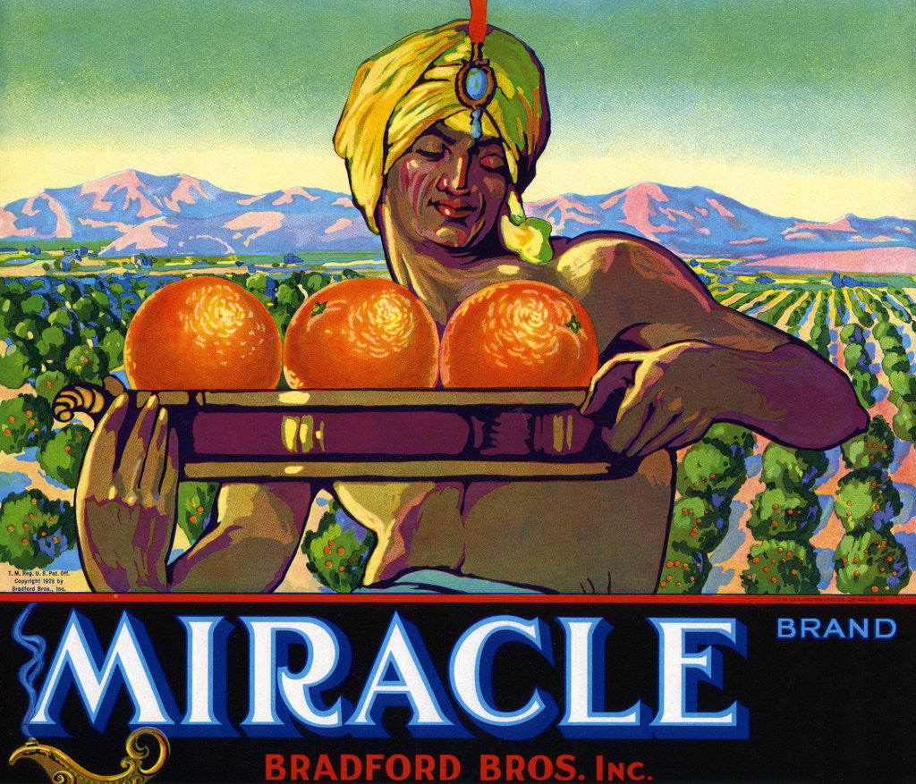 Detail of Miracle Brand Fruit Crate Label by Anonymous