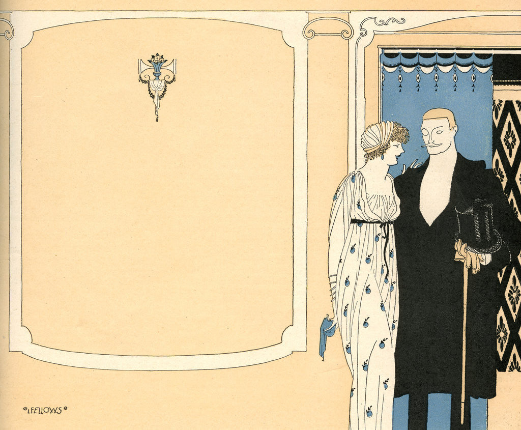 Detail of Illustration of Fashionable Couple by a Wall by L. Fellows