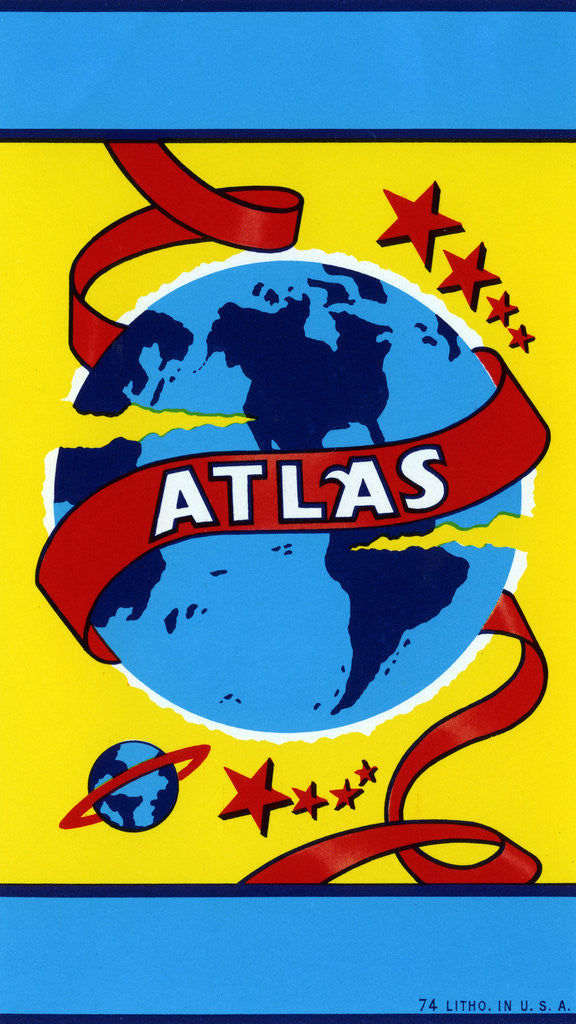 Detail of Atlas with Globe of the Earth and Stars Broom label by Anonymous