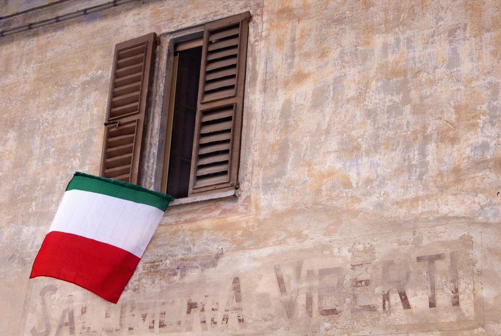 Detail of Italian Flag Hanging from Window by Anonymous