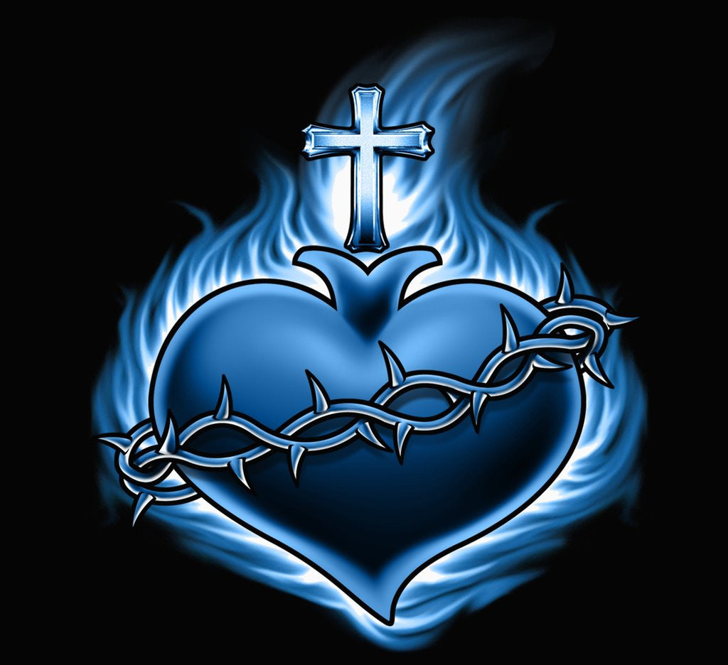 Detail of Blue Sacred Heart by Anonymous