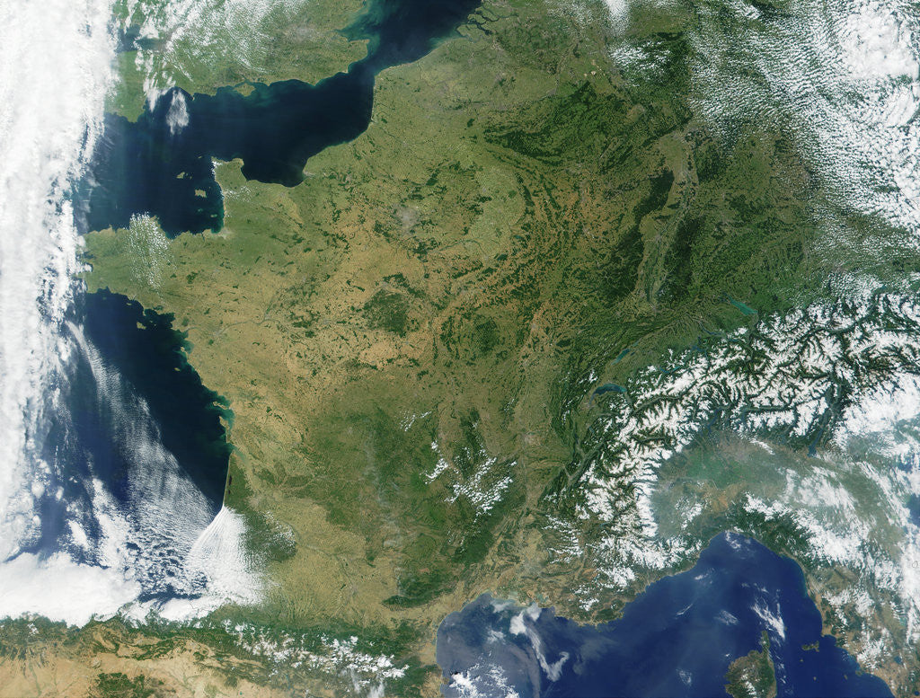 Detail of France and the Snow Covered Alps by Corbis