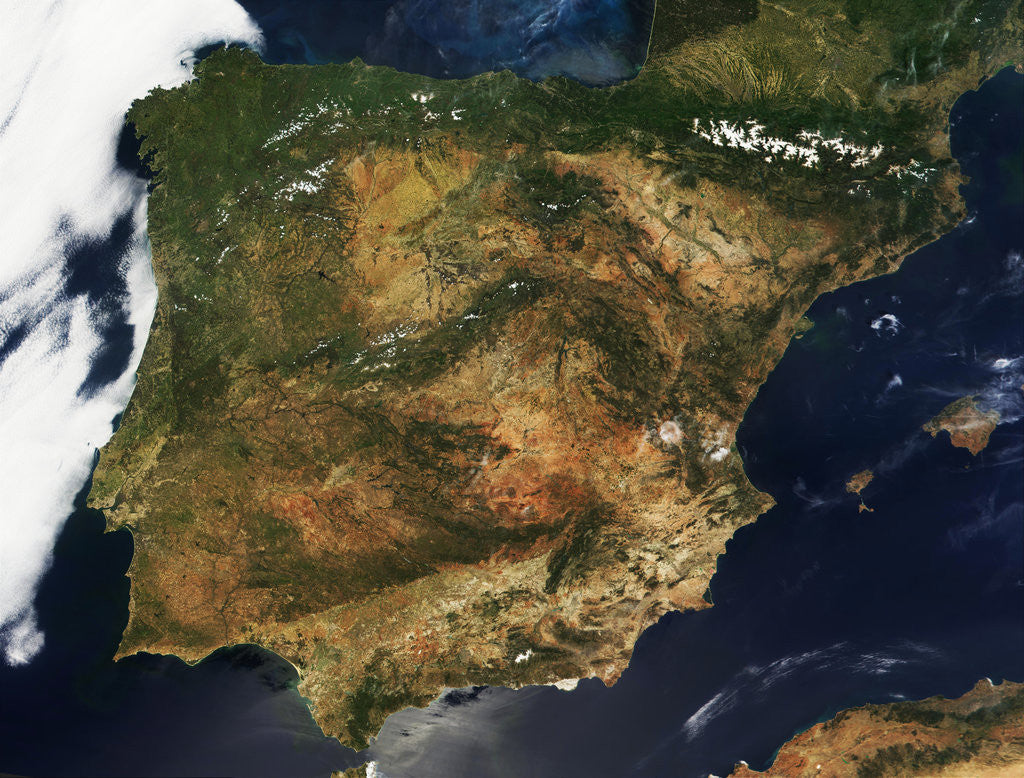 Detail of Spain and Portugal on the Iberian Peninsula by Anonymous
