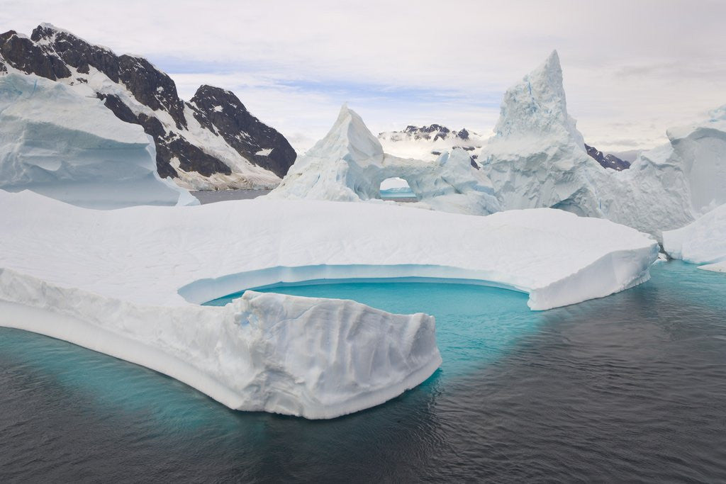 Detail of Stranded Icebergs in Shallow Bay Near Boothe Island by Anonymous