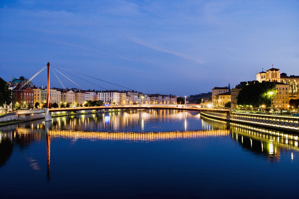 Detail of Palais du Justice Footbridge Reflecting on the Saone by Anonymous