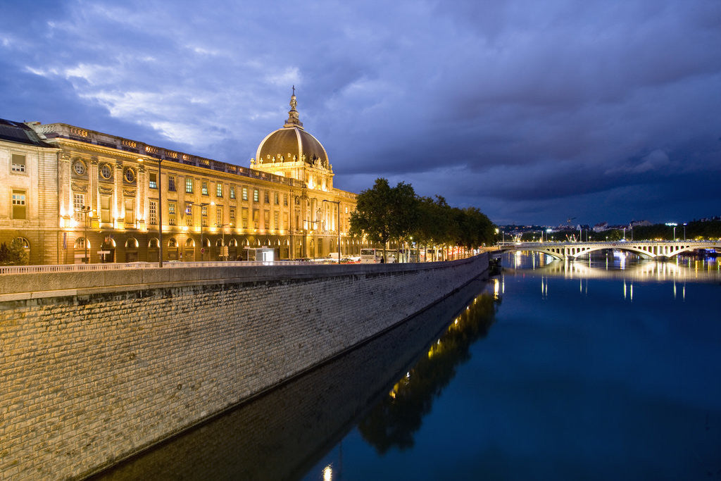 Detail of View of the Rhone and Hotel Dieu from Pont de la Guillotiere by Anonymous