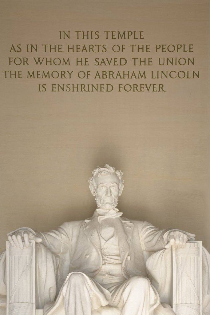Detail of Statue and Inscription at Lincoln Memorial by Corbis