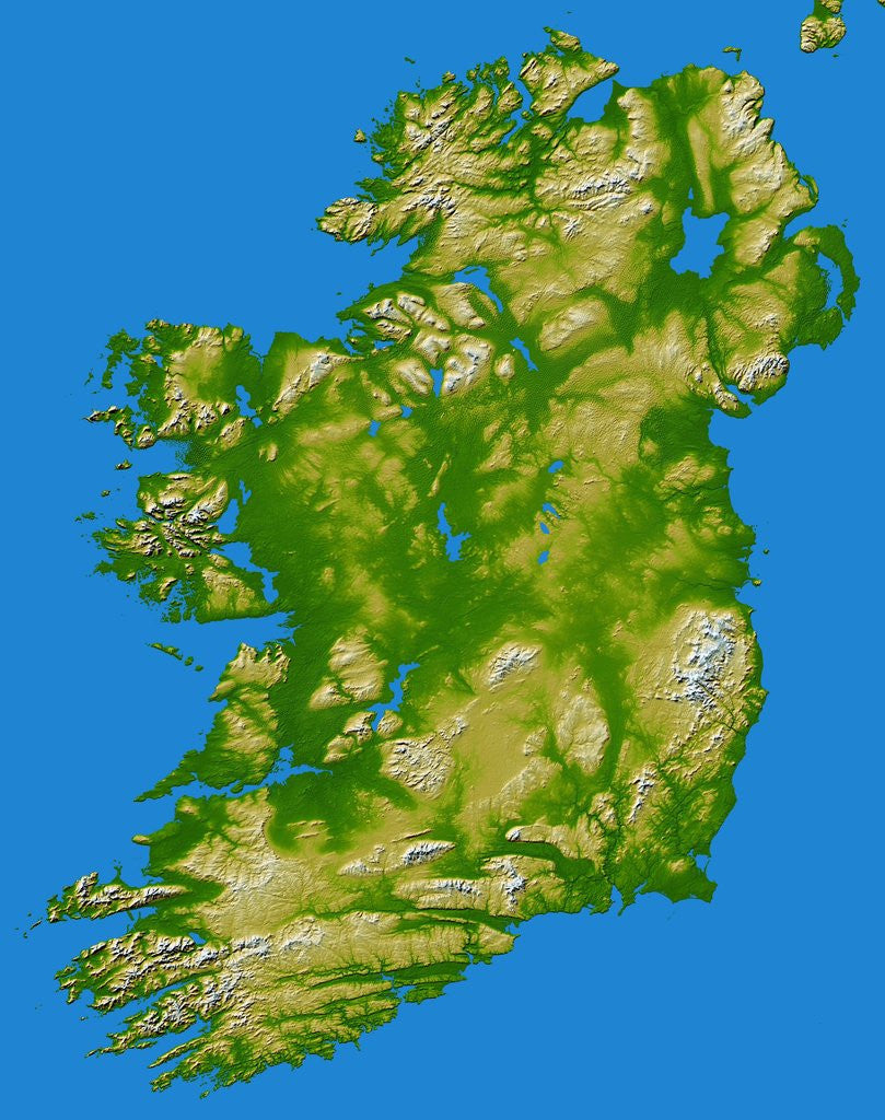Detail of Topographic Image of Ireland by Corbis