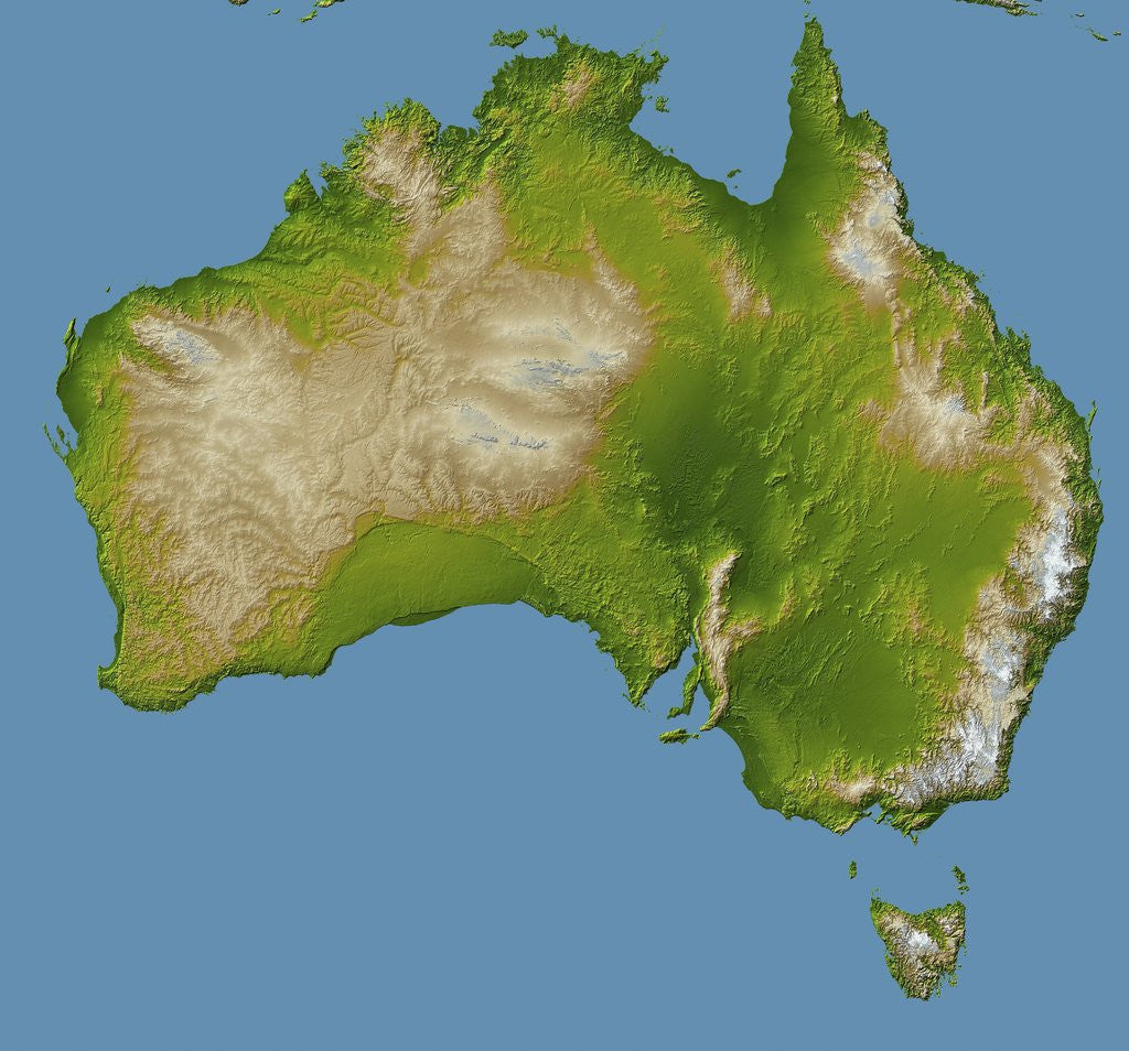 Detail of Topographic Imaged of the Australian Continent and Tasmania by Corbis
