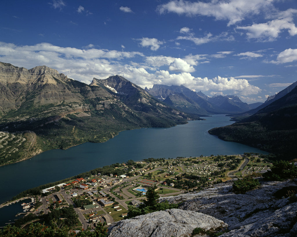 Detail of Waterton Park Village on Shore of Waterton Lakes by Anonymous