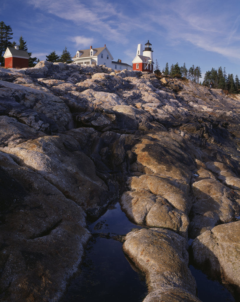 Detail of Pemaquid Lighthouse above Rocky Coastline by Anonymous