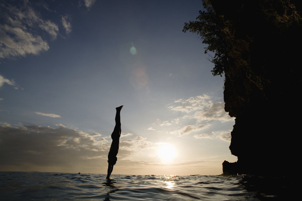 Detail of Diver Entering Sea at Pirate's Cave by Anonymous