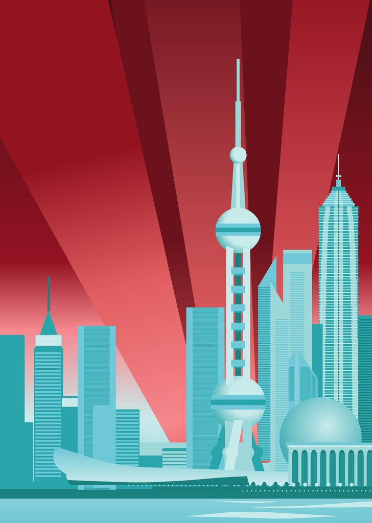Detail of Pudong Skyline by Corbis
