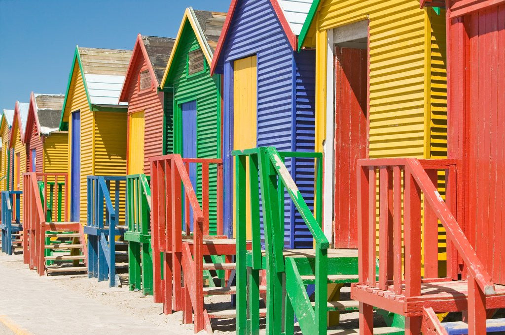 Detail of Colored Beach Huts by Corbis
