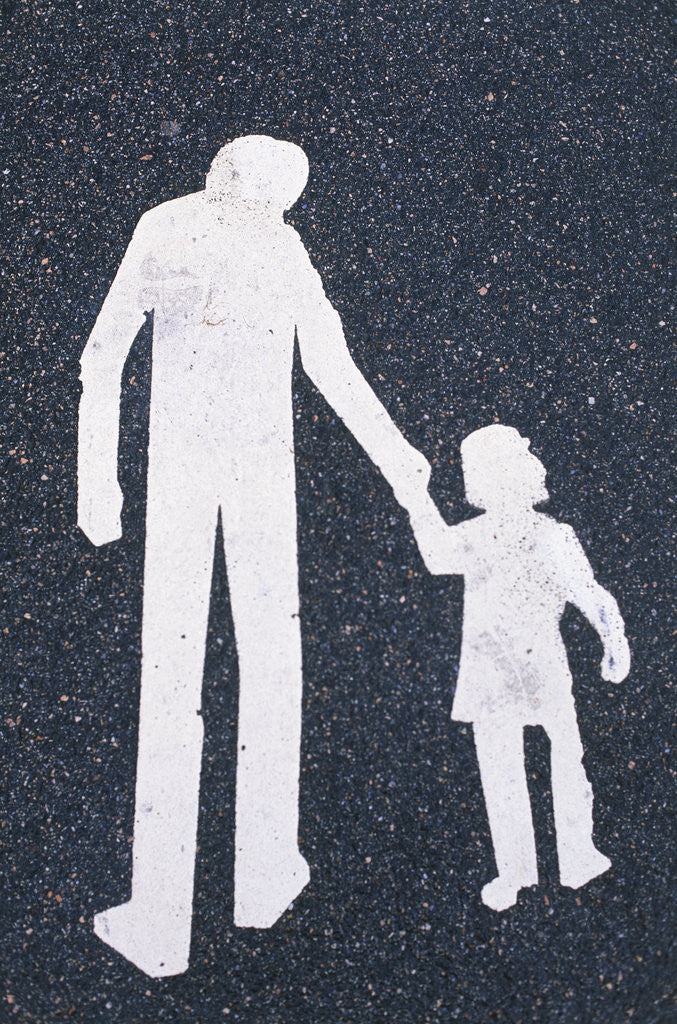 Detail of Father and Child Painted on Road by Anonymous