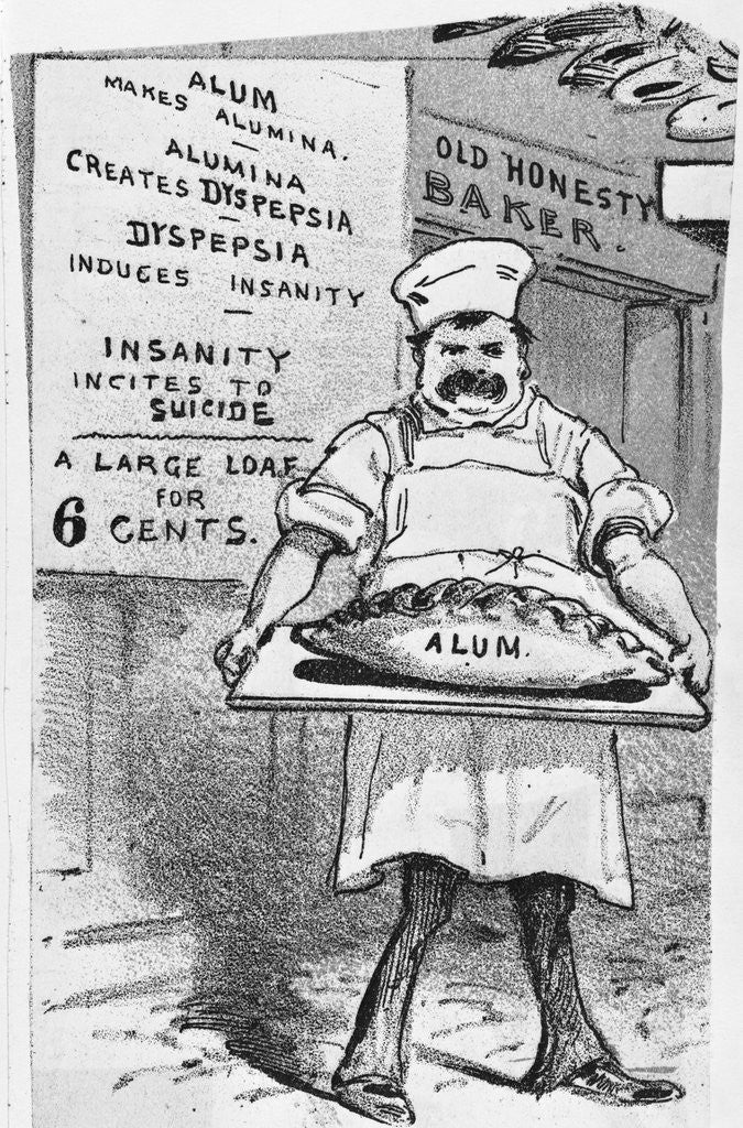 Detail of Illustration of Baker Holding Loaf of Bread Containing Alum by Anonymous