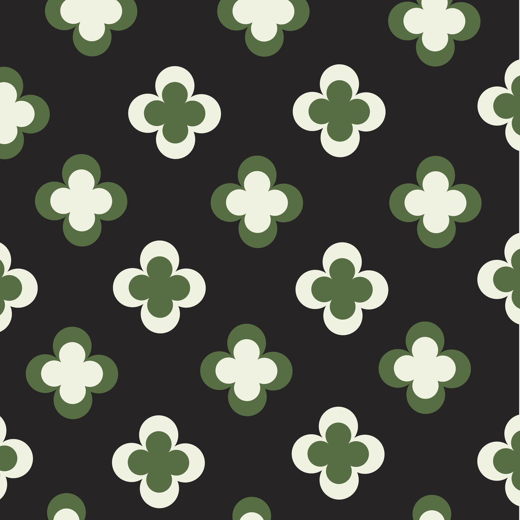 Detail of Green and White Clover Pattern by Corbis