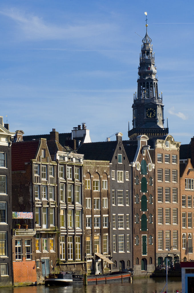 Detail of Row Houses and Oude Kerk Tower by Anonymous