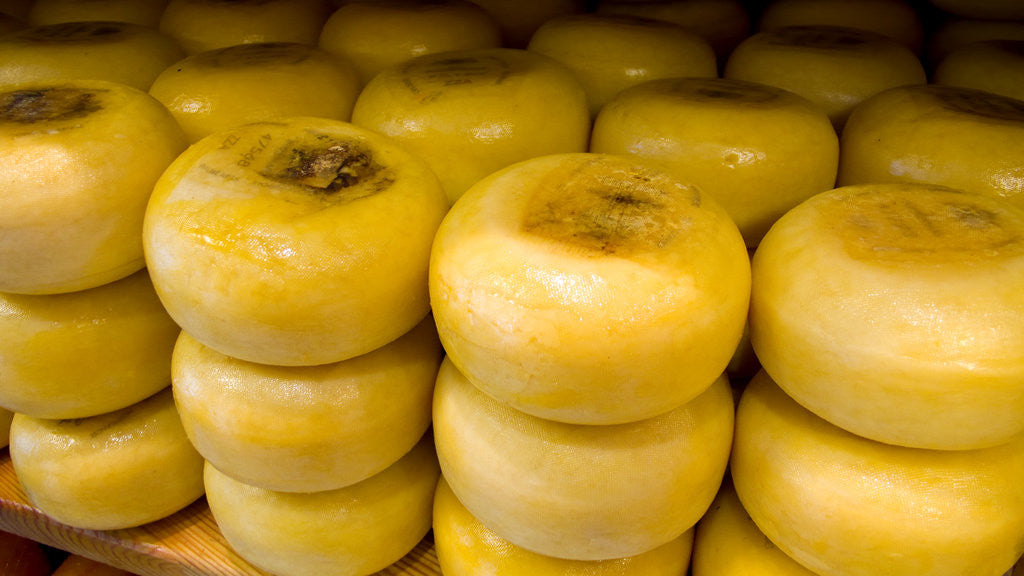Detail of Stacks of Cheese by Anonymous