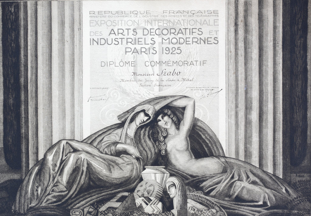 Detail of Commemorative Diploma from Paris Exhibition of 1925 by Anonymous