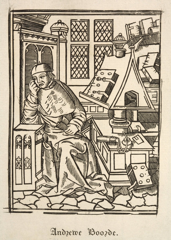 Detail of Portrait of Andrew Boorde by Anonymous