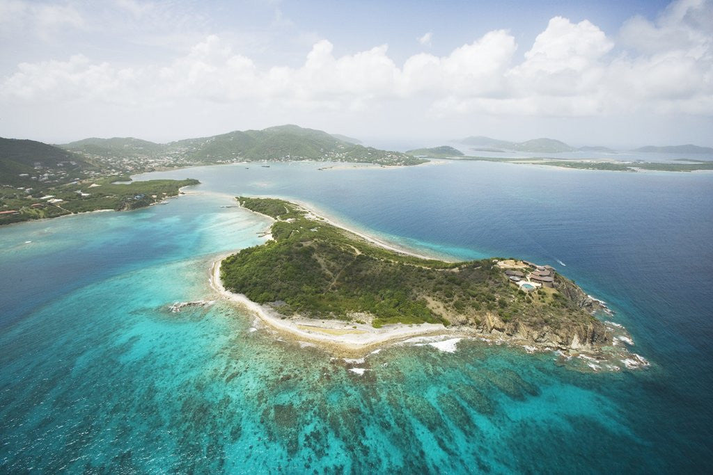 Detail of Buck Island and Tortola in British Virgin Islands by Corbis
