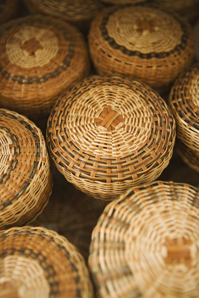 Detail of Locally Made Baskets For Sale on St. Thomas by Anonymous